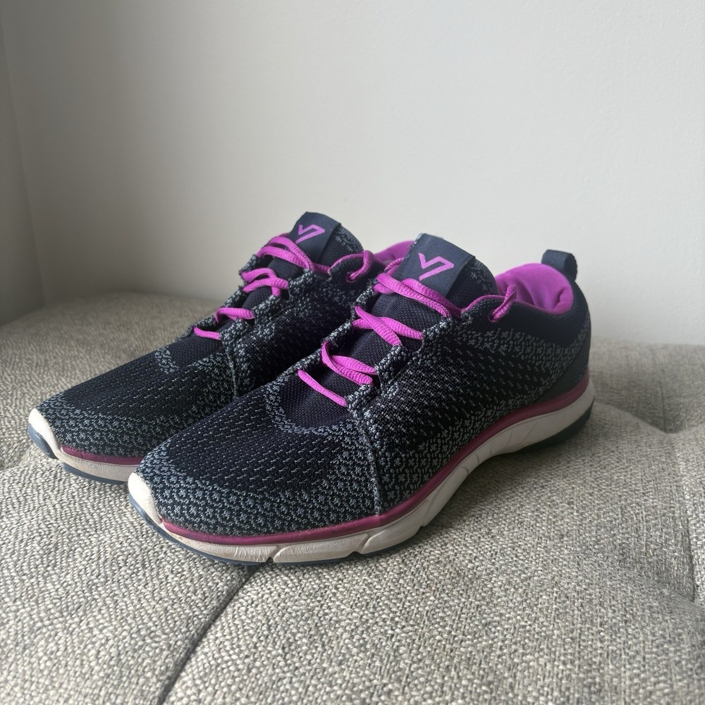 Vionic 335Sierra Walking Athletic‎ Knit Sneakers Navy Blue Purple Women Sz9,5